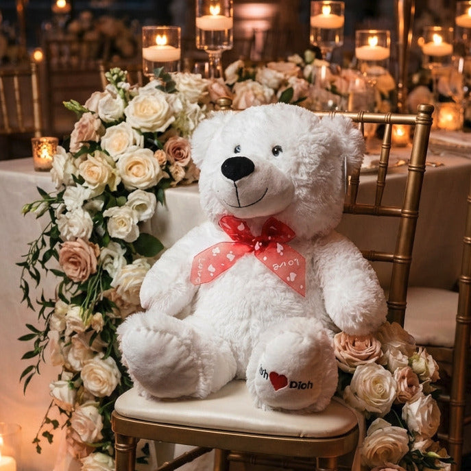 I love you cuddly bear - white 50cm