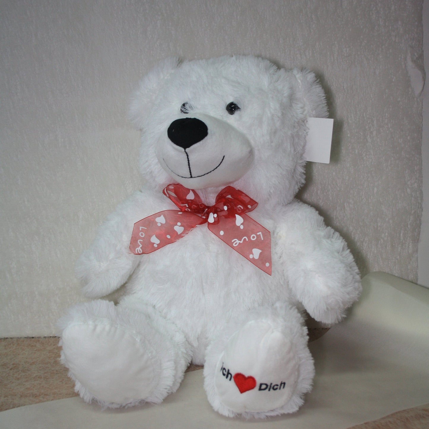 I love you cuddly bear - white 50cm