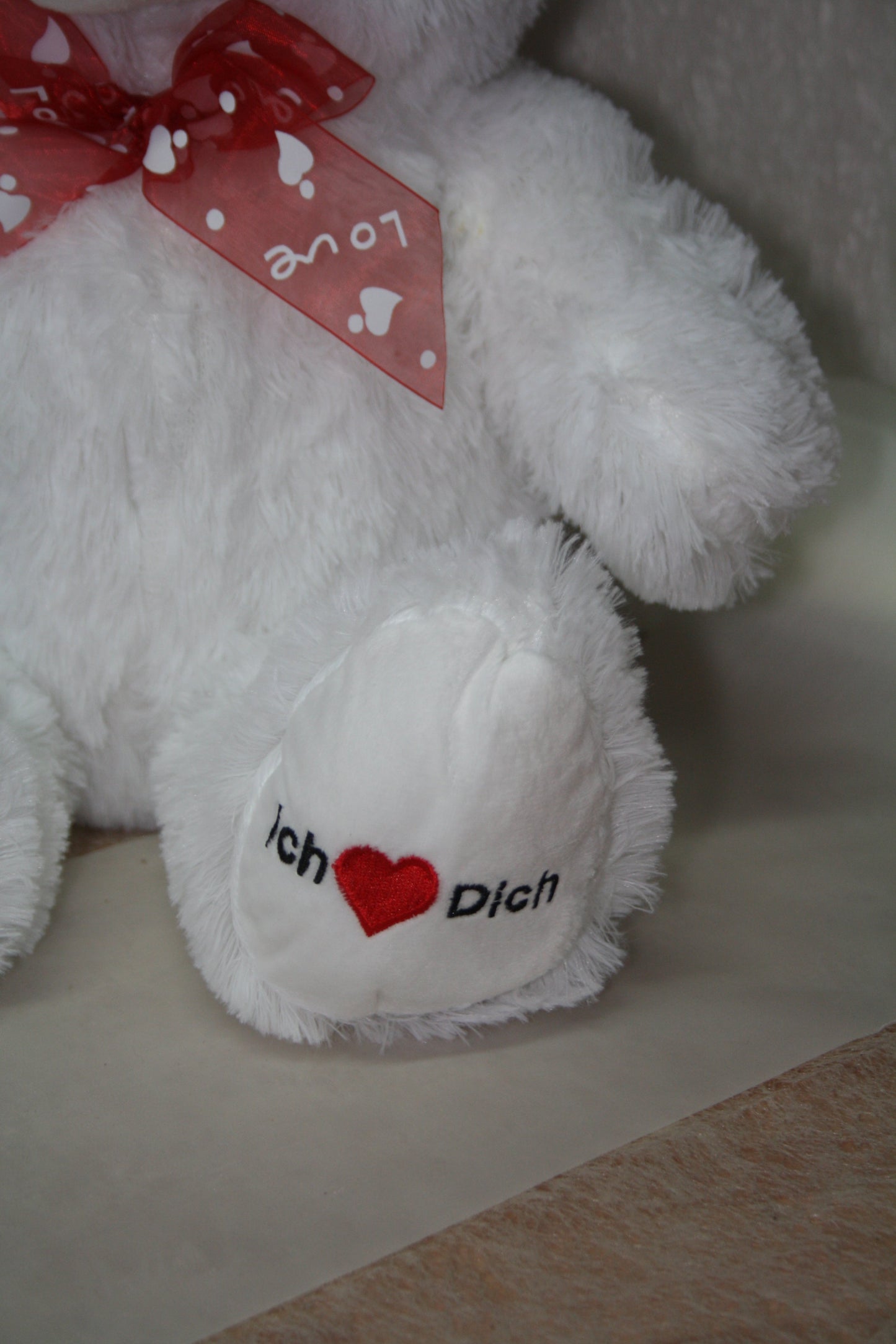 I love you cuddly bear - white 50cm