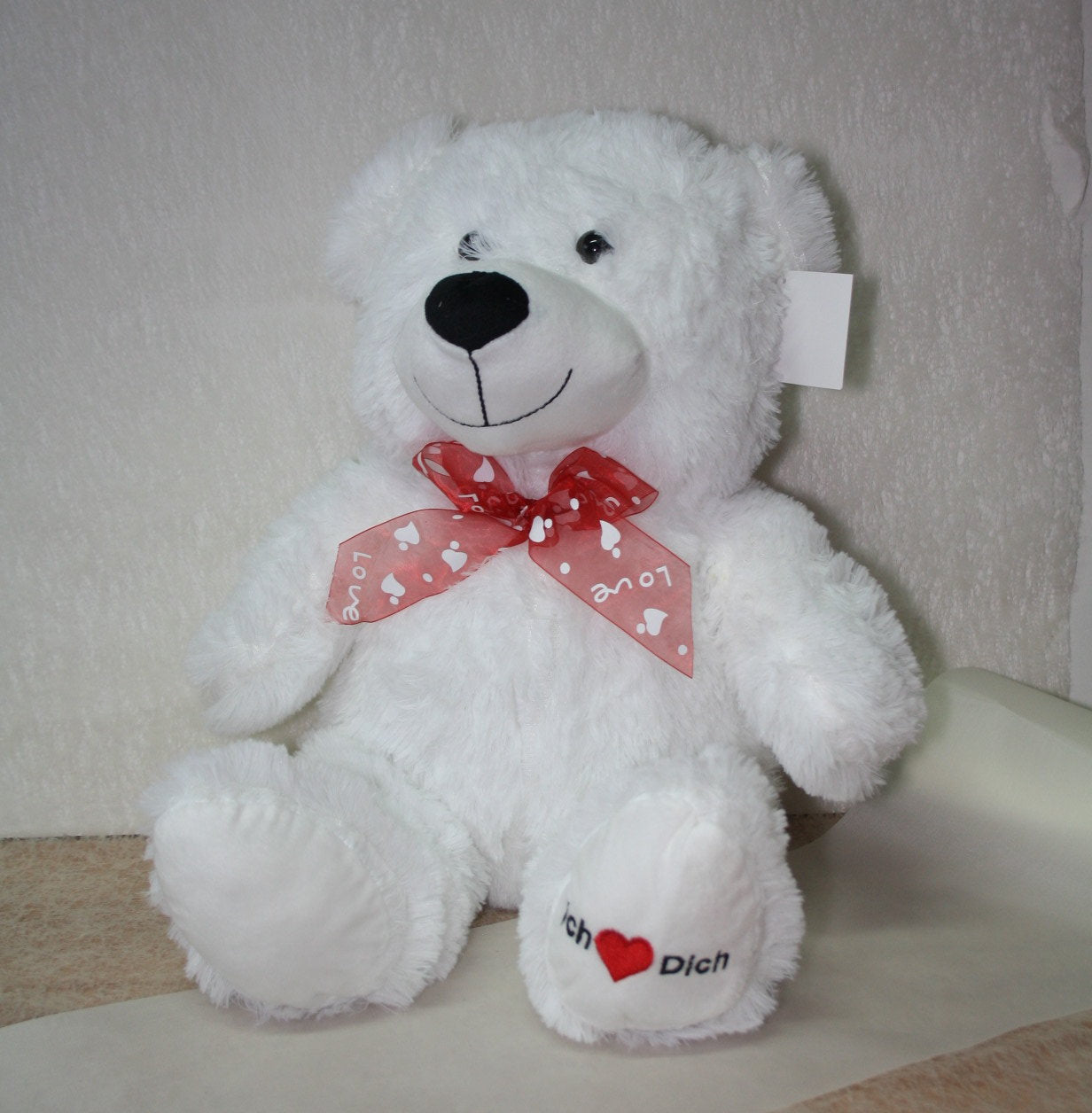 I love you cuddly bear - white 50cm