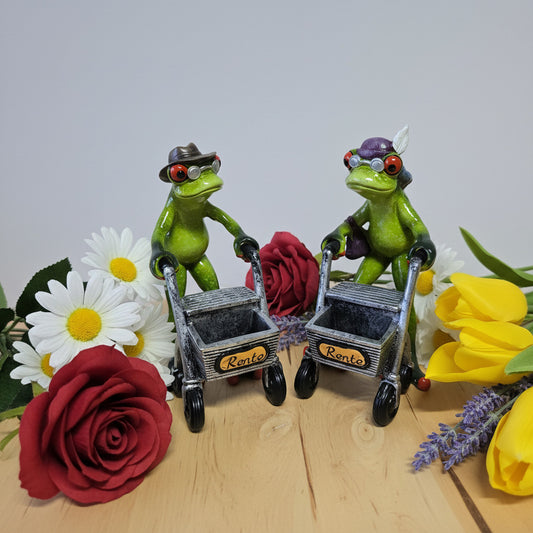 Rentner Frosch mit Rolator 16cm